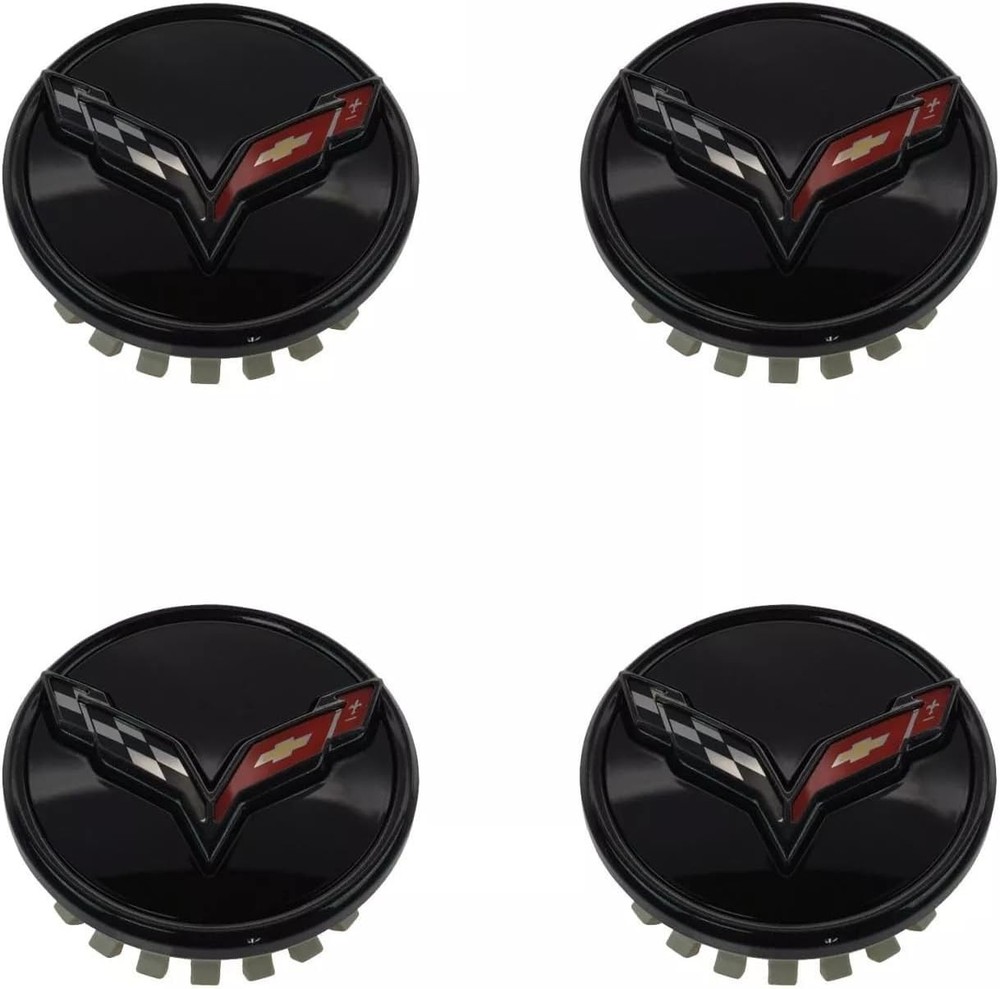 4 C7 Corvette Stingray Center Caps Crossed Flag Logo