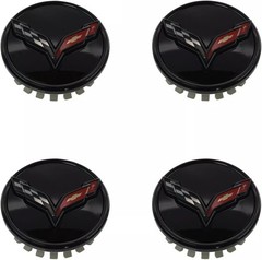 4 C7 Corvette Stingray Center Caps Crossed Flag Logo
