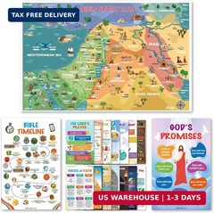 EDUMAETRIX Bible Educational Wall Posters Set, 16 Religious Posters 11×17 inches