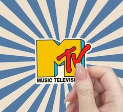MTV Music Television Video Vtg Retro 80s 90s Yellow Print Vinyl Sticker Decal