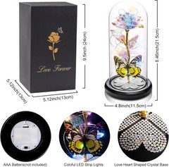 Valentines Day Rose Gifts for Her Birthday Gift for Women Galaxy Glass Rose