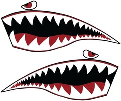 Shark Mouth Teeth Vinyl Decal Set Military Bomber Style Sticker For Auto 8 Inch