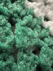 crochet granny square afghan blanket vintage 60 inch By 36 inch Green White
