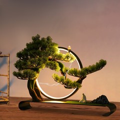 Realistic Simulation Bonsai Artificial Tree with LED Lamp Ring for Home USB 8W