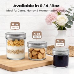 PureRoot 6 Pack Mini Mason Jars 2 oz Glass with Lids, 2 ounces, 2oz-6pcs