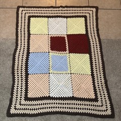 Crocheted Organic Afghan Granny Squares Lap Crib Baby Nursery Blanket 54”x42”