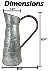 Large Galvanized Metal Pitcher Vase, 15.6″ Tall, Rustic Look for Country and …