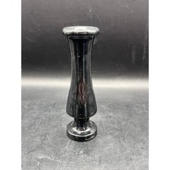 Vintage Black Stone Marble Onyx Bud Vase Carved Oriental Tree Smooth 4.5″ Tall