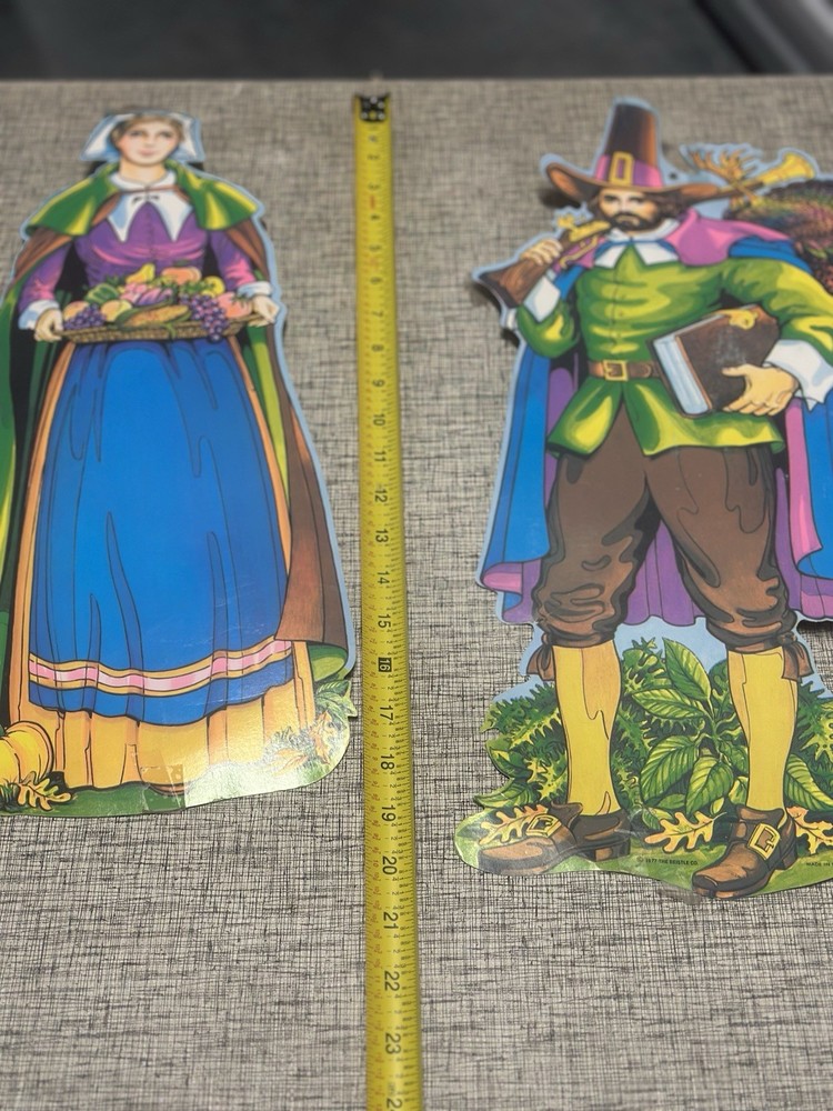 Vintage Pilgrim Wall hangings Approx 21 In Tall 2 Sided Shelf 1