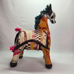 Vintage Rajasthani Embroidered Fabric Horse Made in India Vintage Folk Art BOHO