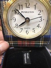 Pendleton Woolen Mills Travel Clock 100% Wool Royal Stewart Case 3”x4”x1”