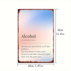 Metal Alcohol Sign 8×12 Inches Home Decor