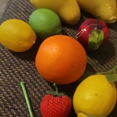 WickerBasket Full Plastic Fablic Paper Mache Friut&Veggies+cutting Board/paddle