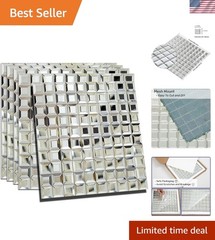 Mirror Glass Mosaic Tile, Beveled Seamless Crystal Diamond Silver Backsplash …