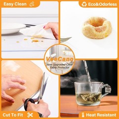 Veecano 34X84 Inch Clear Plastic Table Protector Pad Wipeable Vinyl Pvc