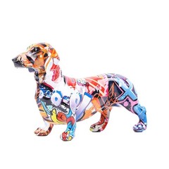 suruim Creative Painted Colorful Dachshund Dog Decoration Home Modern Wine Cabin