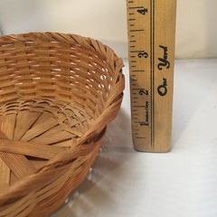 Woven Bamboo Basket Home Decor 9in Brown Round Farmhouse Style Cottagecore
