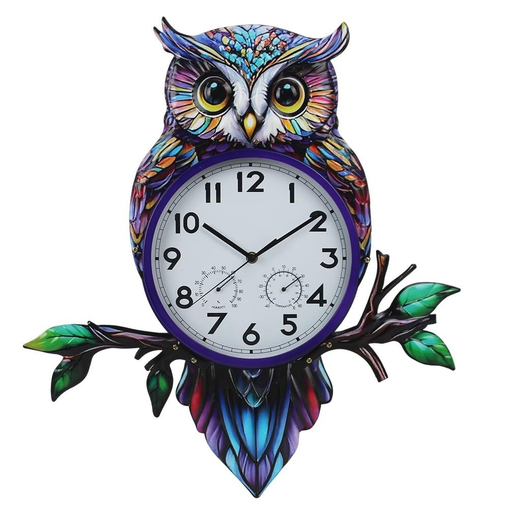 Large Outdoor Wall Clock with Thermometer Humidity Silent No-Ticking