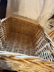 VTG Extra Large Rectangular Wicker Basket with Handle 24”x 18.5”