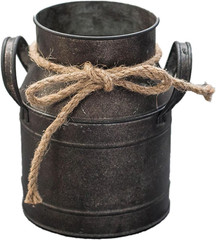 Rust Paint Flower Vase, Rustic Galvanized Metal Milk Can Bucket Primitives Jug f