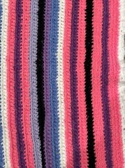 Vintage Hand Made Grannycore 44”x44 Pink Purple Blue Black Blanket Afghan Throw