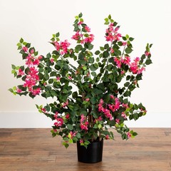 42in Artificial Bougainvillea Tree with Pink Blooms and Green Foliage – Faux
