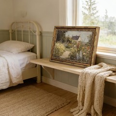 Rustic Vintage Garden Framed Art – Timeless Floral Canvas for Living Room