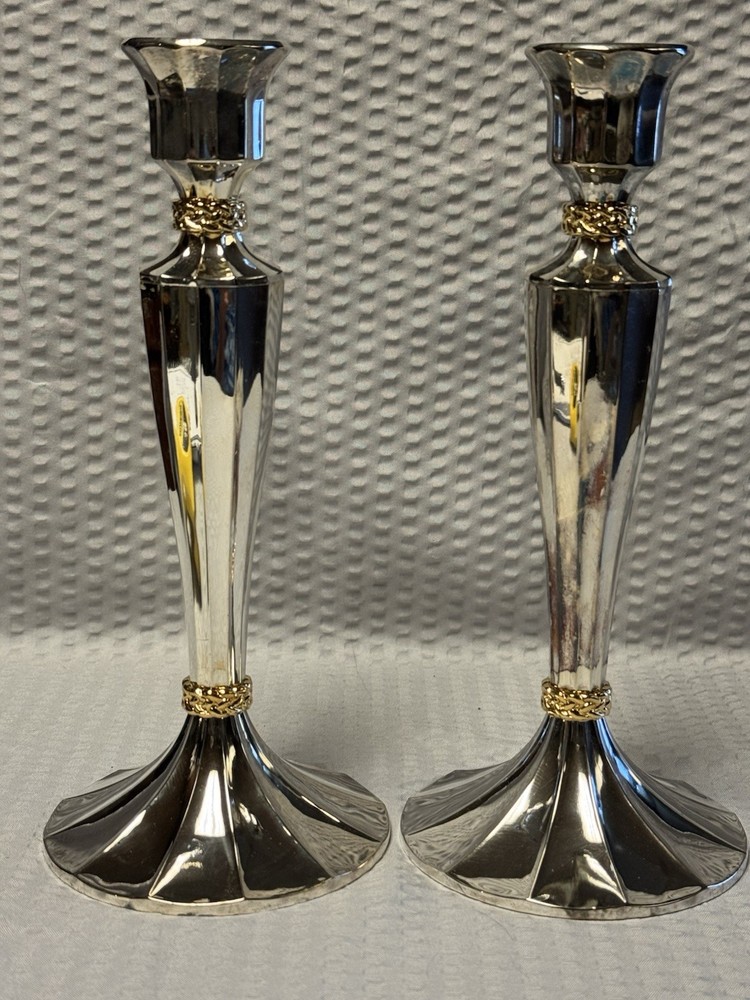 PAIR of Vintage 1994 Silver Plated Candlesticks International Silver 8.5 inches
