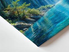 Blue River Waterfall Canyon Landscape Canvas Wall Art Nature Wall Decor Poster