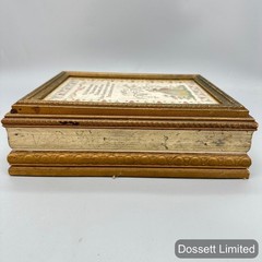 Vintage Embroidered Jewelry Box Mirror Compartments Gold Medium Floral Sampler