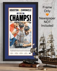 11×22 Newspaper Frame With Navy Blue and Orange Double Mat