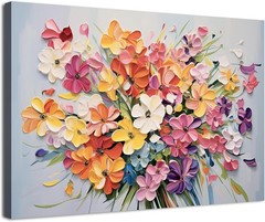 Colorful 12×16” Floral Canvas Art – Abstract Wildflower Painting for Any Room
