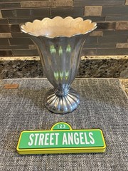 Julia Knight Peony 9 inch Metal Vase Champagne Signature Stamp