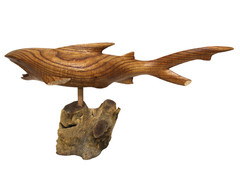 LG Hand Carved Wood Ocean MACO Shark Parasite Wood Coral Nautical Decor CLEARANC