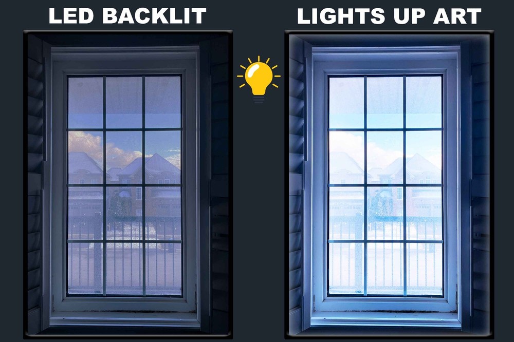 LED Backlit Window View Wall Art Lighted Frame – white wooden frame glass window
