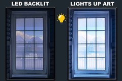 LED Backlit Window View Wall Art Lighted Frame – white wooden frame glass window