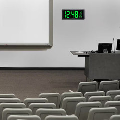 18 In. Large LED Clock with Indoor Temperature in Green Display