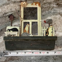 Ally Katz Whiskerville, Ohio, Key Holder Whimsical Country Folk Art Wall Hanging