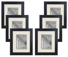 Studio 500 6PC Set 8 x 10 in Tabletop Wall Black Distressed Photo Frames 5×7 Mat