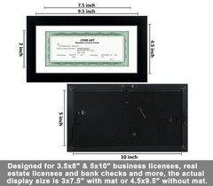 5×10 Business License Frame in Black, Professional Bank Check Frame 3.5×8 wit…
