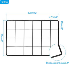 PATIKIL 12X8 Inch Wall Grid Panel, 2 Pcs Metal Wire Photo Wall Decorative Grid f