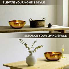 7.4 inch Gold Decorative Bowl for Home Decor – Modern Fruit Bowl for Kitchen