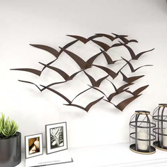 47 In. X 26 In. Metal Black Sleek Flying Flock of Bird Wall Decor