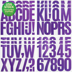 3 Inch Letter Stickers 138 Self Adhesive Waterproof Purple Vinyl for DIY