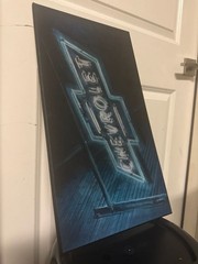 Vintage Style Chevrolet Neon Blue Bowtie Logo Canvas Wall Art