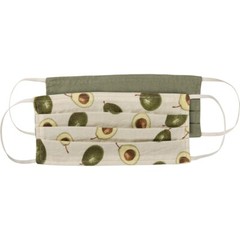NEW!~Reversible Cotton Face Two Ply Pleated Mask~Avocado Pattern