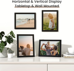 6X8 Picture Frame Set of 2,Display Pictures 6″X8″,Black Photo Frame with Shat…