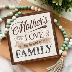 Family Heart Mother’s Love Wooden Plaque Mother’s Day Farmhouse Decoration Gift