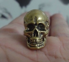 Vintage Style Solid Brass Copper Cool Skull Statue Sculpture Pendant