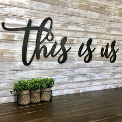 Black Wooden This Is Us Sign for Family Wall Plaques, Farmhouse Entryway Decorat
